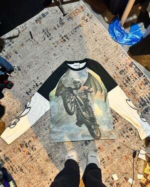 Rhude Leap of Death Long Sleeve Raglan Graphic T-Shirt